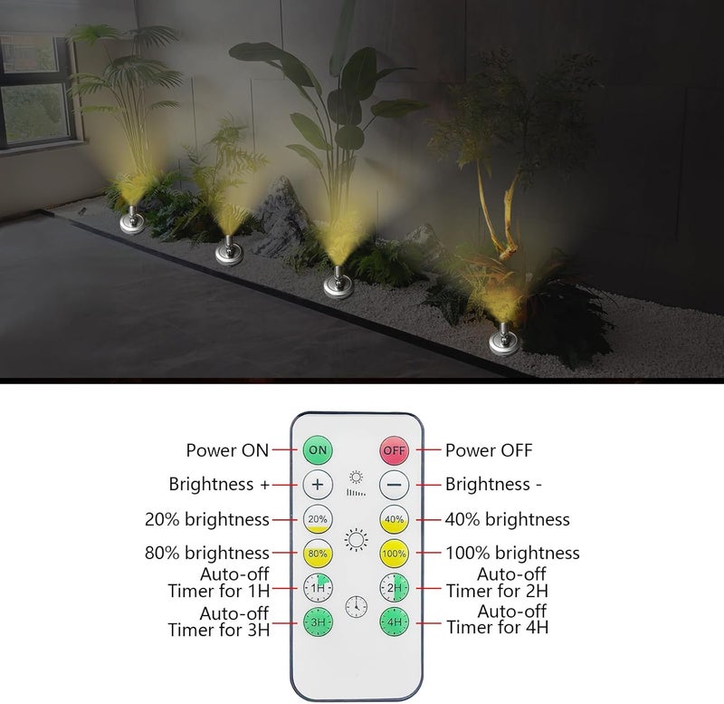 HAMVIDNE Indoor LED Spotlight, Battery Operated Spotlights with Remote, Picture Lights for Wall, Plant Tree Up Light with Timer, Accent Lights for Art Display Dartboard Painting Artwork Frames-Silver - Image 3